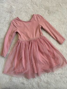 H&M Girls Whimsical Dusty Pink Tutu Dress with Sparkles & Bow Beads